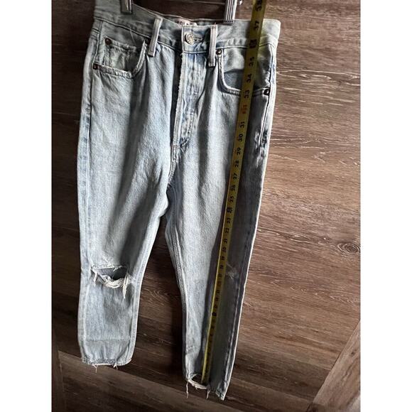 Agolde Jeans Womens Size 24 Riley Straight Crop Denim Button Fly Distressed - Picture 8 of 9